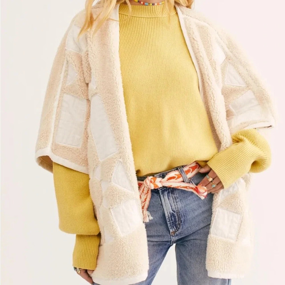 Free People Heirloom Patchwork Cardigan - Sherpa Komono Vest - Picture 1 of 10